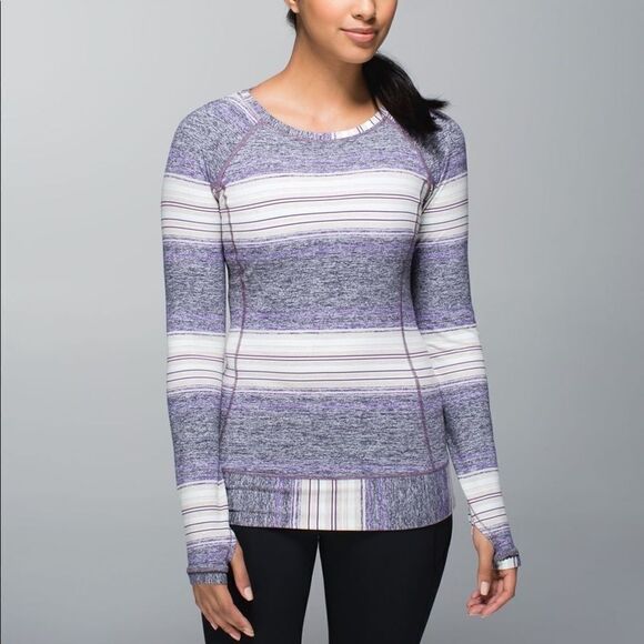 Lululemon Race Your Pace Striped Long Sleeve Athletic Active Top 2 - Picture 2 of 11